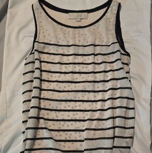 LOFT Black and White Patterned Tank Top